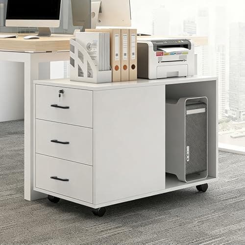 OQTUHWM Mobile File Cabinet, Small Rolling Filing Cabinet for Under The Desk, Printer Desk Stand with Storage, with 3 Drawers, for Home Office Bedroom Entryway