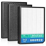 AD5500 Air Purifier Filter Replacement Compatible with AirDoctor AD5000/AD5500, Thick Multi-Layer Material for Smoke, Dander & Dust, 1 Main + 2 Carbon Sheets, 3-Pack Bundle