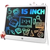 TEKFUN 15" LCD Writing Tablet Whiteboard Style, Large Reusable Writing Pad for Kids & Home, Electronic Note Board for Learning, Memo, and Daily Use, Screen-Free Drawing Tablet (White)