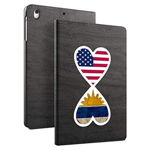NickyPrints - Black Slim Tree Texture Stand Case for iPad Pro 10.5 (2017) - Infinity Forever Love Heart American Antigua and Barbudan Antiguaandbarbuda Flag - Printed Full Cover with Two Angle Stand.