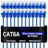 Rapink Patch Cables Cat6a 10ft (24 Pack) Slim, Cat6a Ethernet Patch Cable 10G Support, Snagless Cat 6 Patch Cable for Patch Panel to Switch, Flexiable Cat 6a Ethernet Cable with Gold Plated