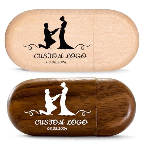 Custom USB Flash Drive 128MB 25 Pack FEWINA Wooden Personalized Flash Drive Bulk USB 2.0 Thumb Drive Wood Custom Flash Drive Logo Print as Business Gifts/Party Wedding/Promotional Giveaways