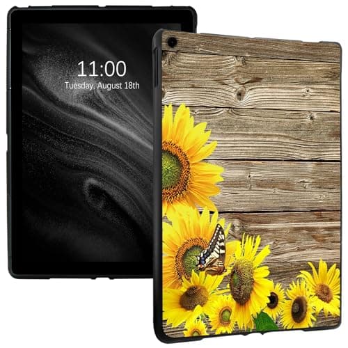 Tablet Case for iPad 9th/8th/7th Generation Case 10.2'', Slim Lightweight Transparent Shockproof Soft TPU Protective Case Soft Cover for iPad 10.2 Inch 2021/2020/2019, Sunflower in Wooden