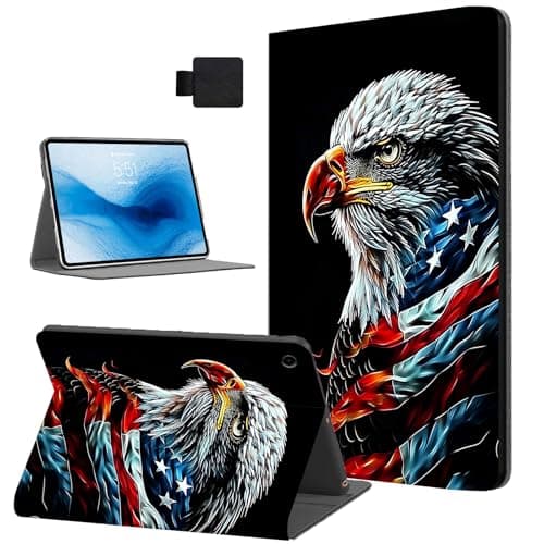 Tudguiloae for Samsung Galaxy Tab A9 Case, Auto Sleep/Wake, Eagle American Flag PU Leather Fplio Cover with Hard TPU Back Shell, Multi-Viewing Angles Flip for Galaxy Tab A9 Tablet Case