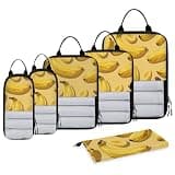ADECORIVY Yellow Banana Fruit 6 Set Compression Packing Cubes for Travel