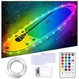 Glooglitter 26ft Kayak Paddle Board Lights Kit Ip68 Waterproof Dream Color Sup Glow Lights with Remote Battery for Powered Kayak Night Kayaking Sup Canoes, Marine Safety Boats