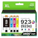 Acaves 923XL 923 Ink Cartridges for HP Printers Replacement for HP 923 Ink Cartridges High Yield Compatible with OfficeJet Pro 8130e 8125e 8120e 8135e 8138e Printers, 4-Pack Black Color