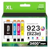 Acaves 923XL 923 Ink Cartridges for HP Printers Replacement for HP 923 Ink Cartridges High Yield Compatible with OfficeJet Pro 8130e 8125e 8120e 8135e 8138e Printers, 4-Pack Black Color