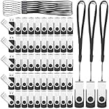 Aoriher 50 Pack USB 2.0 Flash Drives Bulk, Portable USB Thumb Drives with Lanyards, Swivel Flash Drive Thumb Drive for Office School Data Storage (128MB)
