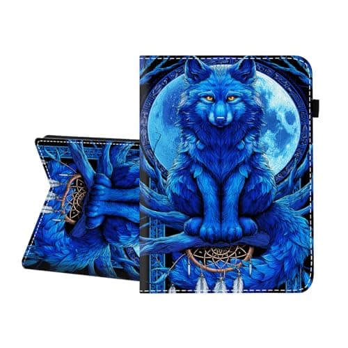 CICPLKSE Case for Samsung Galaxy Tab S6 10.5 2019 SM-T860/T865/T867,Premium PU Leather Cover with Auto Sleep Wake,Wolf and Dreamcatcher