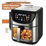 MIRASTON 8.5QT Air Fryer, View Window, Large Family Size Capacity for 4-8 People, Stainless Steel Square Basket, 10-in-1 Smart Digital Presets for Air frying, Bake, Roast, Reheat, Gift Box Included