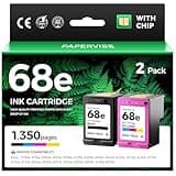68e 68 Ink Cartridges with chip Black Tri-Color Combo 2-Pack High Yield Replacement for HP Ink 68e 68XL Compatible Work for HP Envy 6155e 6555e 6152e 6552e 6558e 6110e 6500e 6100e 6165e Printer Inkjet