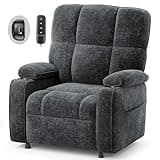 AMADA HOMEFURNISHING Power Recliner Chair for Adults, One-Touch Synchronized Electric Recliner with USB Ports, Cup Holder & Side Pockets, Thick Seat Cushion, Chenille, Living Room & Bedroom