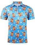 Fanient Men's Funny Hot Dog Beer Popcorn Graphic Polo Shirt - Lightweight Short Sleeve Novelty Golf Shirt for BBQ Party,Summer Casual Wear, Food Lovers Size XXL