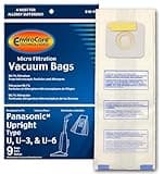 EnviroCare Replacement Micro Filtration Vacuum Cleaner Dust Bags Designed to fit Panasonic Types U, U-3, U-6, 9 bags