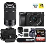 Sony a6400 4K Mirrorless Camera with 2 Lens Kit 16-50mm & 55-210mm OSS Lens | Official Sony USA Model |+ Extra Battery + 64GB Card + Camera Case