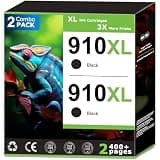 910XL Black Ink Cartridges Compatible With HP 910 Black Ink Combo Pack Work with OfficeJet Pro 8020 8025 8035 8015e 8028e 8010 8010e 8022 8022e Printer High Yield, Updated with V19.7.1 Chip (2 Pack)