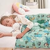 Mr. Sandman Weighted Blanket 3 lbs, Cooling Breathable Heavy Blanket for Sleep, Washable Glass Bead Weighted Throw, Soft Microfiber Fabric, Dinosaur Green, 36" x 48"