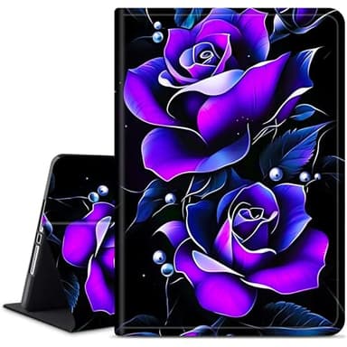 Dikoer for Samsung Galaxy Tab A7 Lite 8.7 Inch 2021 (SM-T220/T225/T227) Tablet Case, Multiple Viewing Angles & Kickstand Back Case Drop Protection Smart Cover, Purple Rose Black