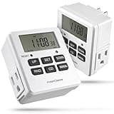 Fospower 7 Day Digital Timers for Electrical Outlets Indoor, Heavy Duty Dual Programmable Outlet Light Timer Switch, Electric Power Wall Timer for Grow Light, Lamp, 3 Prong, Grounded- 2 Pack