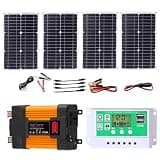 Solar Inverter Kit 4000W/6000W Inverter with 100W Panels & 50A Charge Controller, Off-Grid Power System for Home Backup, RV, Cabin, Outdoor Energy Use