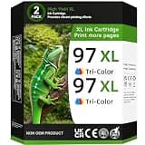 Kingmo Remanufactured 97XL Ink Cartridge Replacement for HP 97 Ink Cartridge High Yield for Printer Deskjet 6840 6940 5940 6988 6980 Officejet 7210 7410 7310 Photosmart 2610 (2Pack, Color)