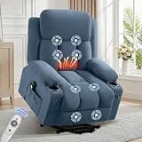 GOWE Power Lift Recliner Chair with Heat and Massage Electric Fabric Recliner Chair for Elderly with Side Pocket, USB Charge Port, Remote Control for Living Room