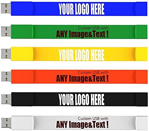 MEINAMI Customised Wristband USB Flash Drive Personalised Silicone Memory Stick, Custom Thumb Drive with Logo Printed 16GB 25 Pack
