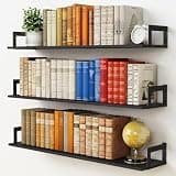 Harwaya Large Floating Book Shelves for Wall Set of 3, 36 Inch Long Wall Mount Bookshelf for Bedroom, Heavy Duty Wood Hanging Bookshelves for Books, Laundry Living Room Classroom Library -Black
