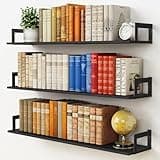 Harwaya Large Floating Book Shelves for Wall Set of 3, 36 Inch Long Wall Mount Bookshelf for Bedroom, Heavy Duty Wood Hanging Bookshelves for Books, Laundry Living Room Classroom Library -Black