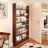 YPIEZI 6-Tier Wooden Bookshelf, Behind The Door Storage with Crossbars, Elevated Guardrails, Book and Toy Organizer Cabinet Chest for Bedroom Living Room Office Entrance(80cm)