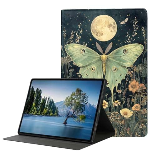 DHEEBFWE for Samsung Galaxy Tab S6 10.5" Tablet Case(Model SM-T860/T865/T867) 2019 Release.Premium Leather case with auto Wake/Sleep,Multiple Viewing Angles,Moth Moonlit