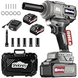 Shelonixy Cordless Impact Wrench 1/2 inch, impact wrench 1500N.m(1106ft-lbs), 1/2 electric impact wrench, impact gun, 2x21V 4.0Ah Batteries, 5 Sockets for Truck/SUV Repair & Garage DIY