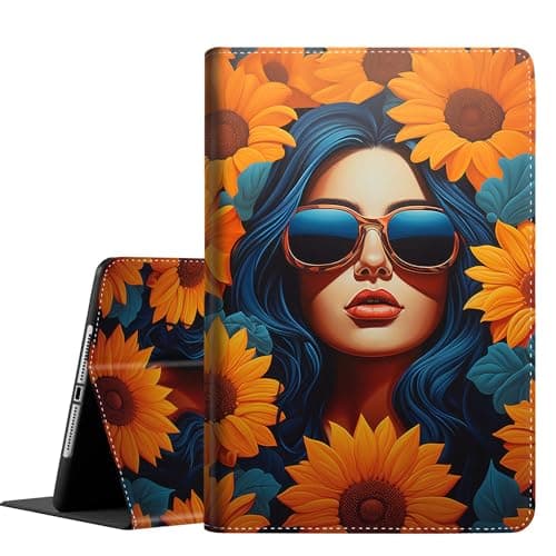 Case for Samsung Galaxy Tab S10 Plus 2024/ S9 Plus/ S9 FE Plus 5G 12.4 Inch 2023,Slim Folding Stand Cover with Auto Wake/Sleep for Tablet S10+/S9+/S9 FE+, African American Pretty Girl Sunflower