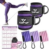 Ankle Resistance Bands with Cuffs, Ankle Bands for Working Out, Kickbacks Hip, Leg Glute Exercise Equipment with Training Poster, Resistance Workout Equipment for Women(Purple)