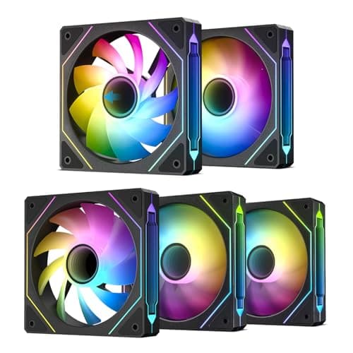DARKROCK 3-Pack F120 Plus 2-Pack R120 120mm Infinite Mirror Case Fans with PWM Control & ARGB Effect, 24 LED Lights, HDB Hydraulic Bearing for Low-Noise Operation - Black