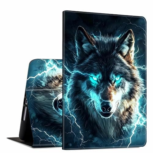 GFRGTFHYT for iPad 9th/8th/7th Generation 10.2 Inch Case 2021/2020/2019 PU Leather Slim Folio Lightweight Multiple Viewing Angles Smart Cover with Auto Wake/Sleep Case for iPad 10.2 Inch, Cool Wolf