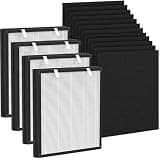 M6 P285WH Replacement Filter Compatible with Samrado M6 P285WH Air Purifier, 4 HEPA Filters and 12 Activated Carbon Pre-filters for Pet Household