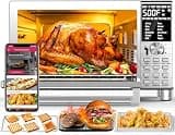 Nuwave Bravo XL Air Fryer Toaster Smart Oven, 12-in-1 Countertop Grill/Griddle Combo, 30-Qt XL Capacity, 50F-500F adjustable in precise 5F increments, Integrated Smart Thermometer, Linear T Technology