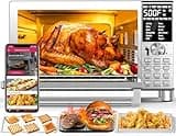 Nuwave Bravo XL Air Fryer Toaster Smart Oven, 12-in-1 Countertop Grill/Griddle Combo, 30-Qt XL Capacity, 50F-500F adjustable in precise 5F increments, Integrated Smart Thermometer, Linear T Technology