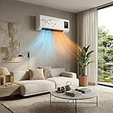 AEHBDB Wall Mounted Space Heater & Air Conditioner Fan, 1800W PTC Ceramic 2-in-1 Cooling and Heating Combo Electric Heater with Remote Control, Timer, Dual Desktop Installs for Home Bedrooms(Brown)