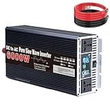 YXINHONGYUE 3000W DC 24V 12V to 110V-120V 220V-240V Pure Sine Wave Car Inverter with LCD Digital Display 2 AC Sockets Peak 6000W /Boat Power Inverter,24v to 240v