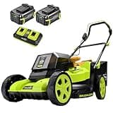 SnapFresh 40V 17” Brushless Lawn Mower – 2 x 5.0Ah Batteries Electric Cordless Push Mower with Fast Charger, 6-Level Height Adjustment, 45L Grass Bag, Lightweight Battery Powered Mower