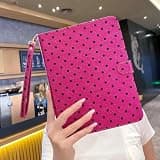 RONWTIMES Case for iPad (A16) 11th Gen 11 Inch 2025/iPad 10th Generation 10.9" 2022– Folio Cover with Pencil Holder, Strap & Auto Sleep/Wake | Cheetah Tablet Case for Women Girl (Hot Pink Polka Dot)
