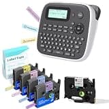 EazeID Label Maker with Tapes 5PK Bundle 12mm 0.47 Laminated Color, Gray Label Maker Waterproof-Labels, Portable D210S Labeler Machine, Wireless Labeling Machine for Jars Bottle School Supplies