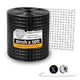 AggFencer Solar Panel Bird Guard 6in x 50ft 1/2inch, Black PVC Vinyl Coated Solar Panel Roof Protection Net with 50Pcs 304SS Fastener Clips