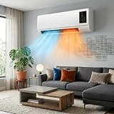 Wall Mounted Fan Heater, 1800W Bladeless AC Unit with Remote Control, Energy Efficient Indoor Fan for Bedroom & Dorm, Quiet Operation, Red