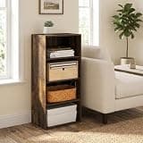 Mikkagu 4-Tier Open Shelf Bookcase, Cube Storage Organizer Bookshelf, Book Shelf, 11 x 17 x 35, for Bedroom, Home Office, Living Room, Amber Pine
