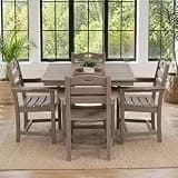 Hassyee 5 Pieces HDPE Outdoor Dining Set with Umbrella Hole and Square Table for Poolside, Balcony, Patio Dining Chairs and Table Set with Slatted Backrests and Seats for Lawn, Deck