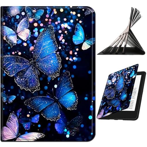 RWUTYTIUL for Samsung Galaxy Tab S5e 10.5" 2019 SM-T720/T725 Case, Shockproof Smart Protective Multi-Angle Viewing Tablet Cover for Women Men with Auto Sleep/Wake, Blue Butterfly Black